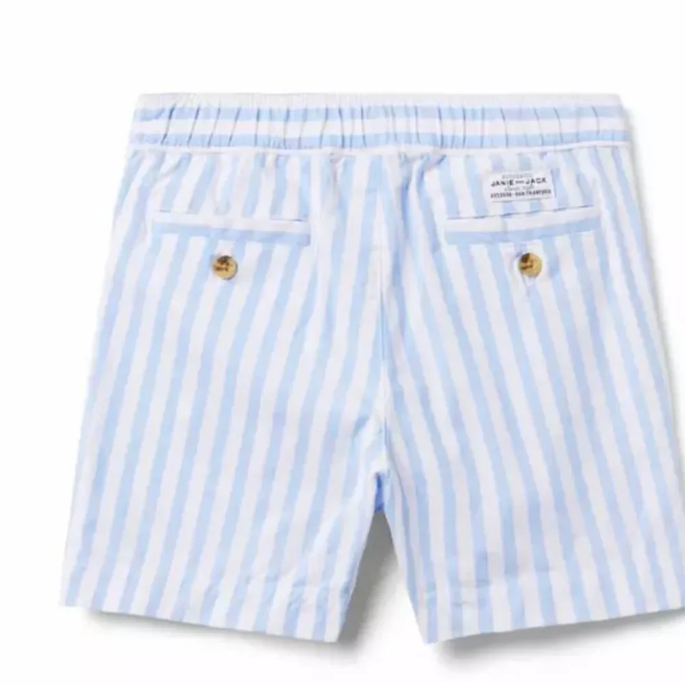 Janie and Jack 100048022 Blue and White Striped Poplin Pull-On Short size 6-12 m